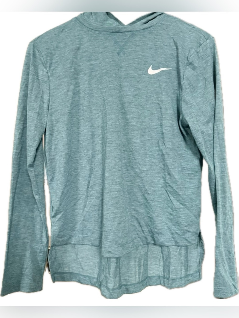 🩵 Nike Dri-FIT Heathered Teal Hooded Performance Top | Women’s XL